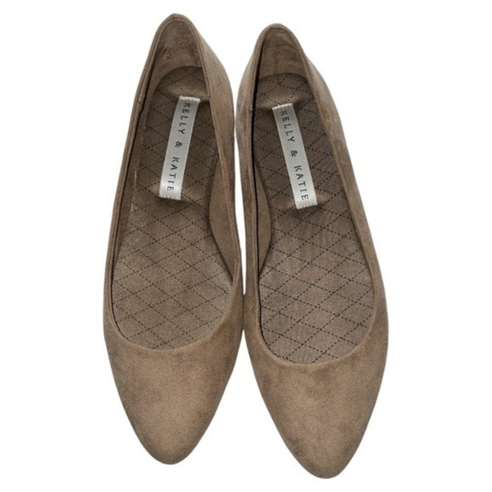 Kelly & Katie Pirassa Ballet Flats Shoes Neutral Brown Faux Suede Womens Sz‎ 7.5